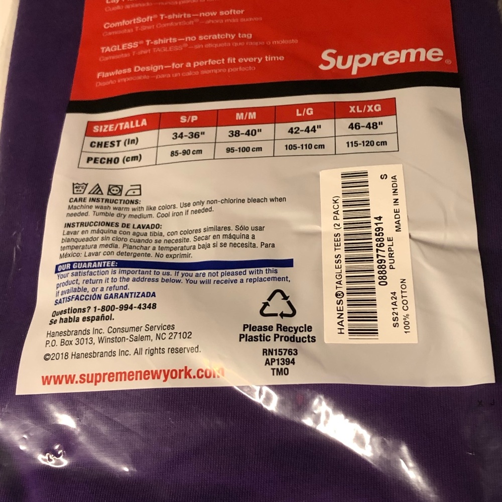 Supreme 2 Pack Purple Size Small Tagless T-Shirts - Picture 4 of 7